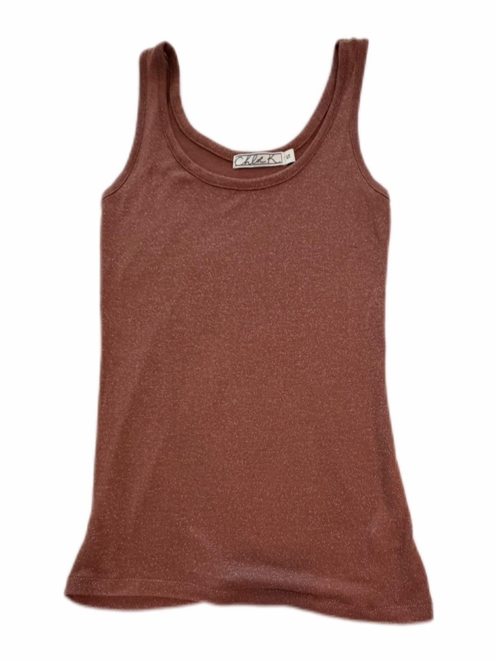 Chloe K Metallic Knit Tank Top Women Size Small Brown Shimmer Stretch